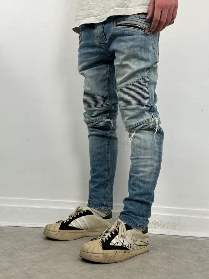 2010s Balmain Light Blue Denim Distressed Jeans QGzZDUn 2