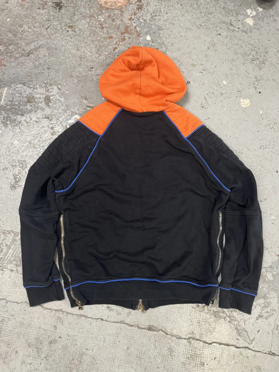 Balmain Navy & Orange Biker Zip-up Hoodie oIcwpcN 4