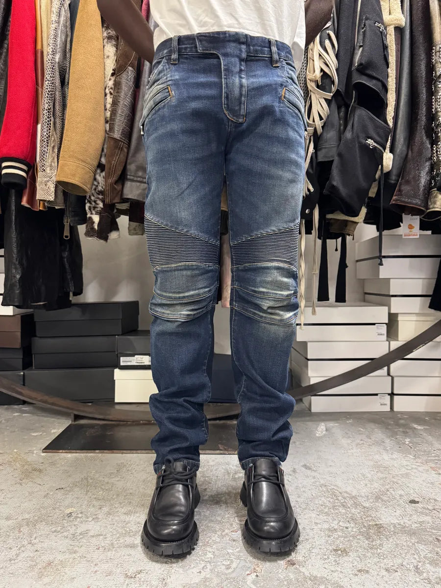 Balmain Navy Brut Biker Slim Denim Jeans djJKcbR 1