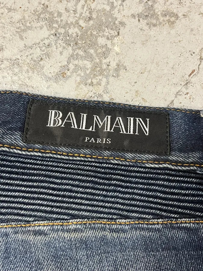 Balmain Navy Brut Biker Slim Denim Jeans djJKcbR 8