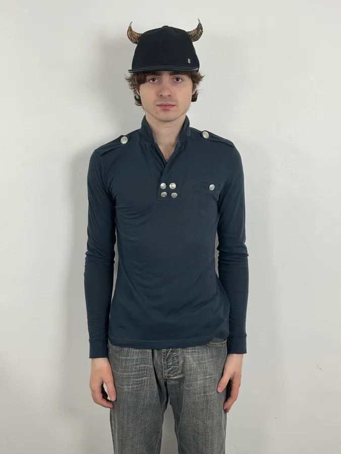 2010s Pierre Balmain Navy Buttoned Striped Longsleeves WVPeVrG 1