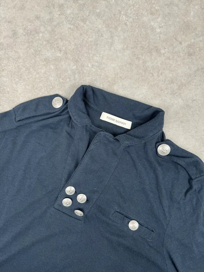 2010s Pierre Balmain Navy Buttoned Striped Longsleeves WVPeVrG 3