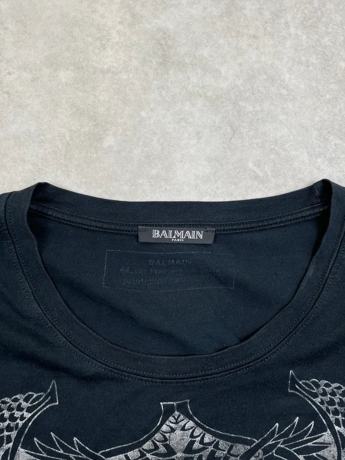 SS2015 Balmain Navy Native American T-Shirt PAvsqiI 7