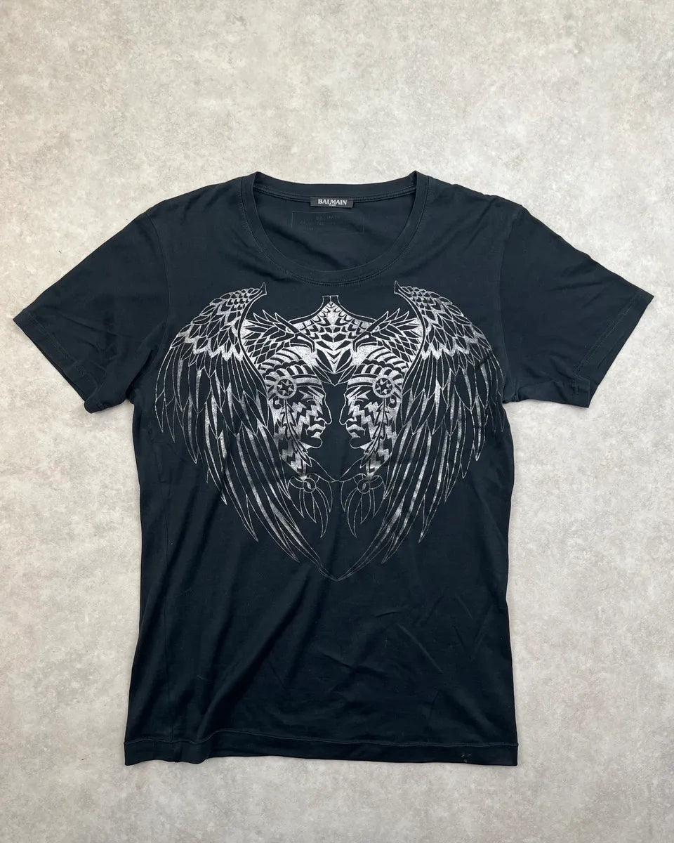 SS2015 Balmain Navy Native American T-Shirt PAvsqiI 0