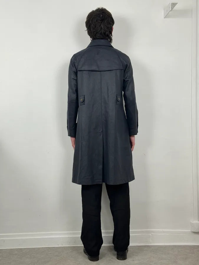 Balmain Navy Imperial Faux Leather Trench Coat SAztmvR 2