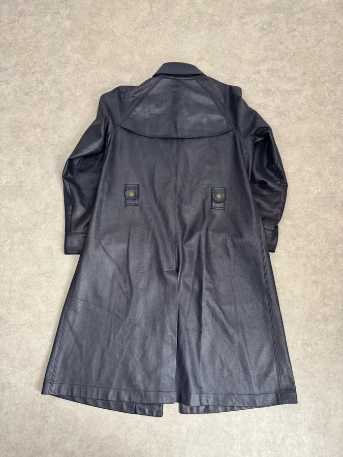 Balmain Navy Imperial Faux Leather Trench Coat SAztmvR 4