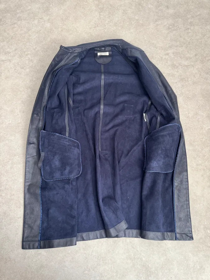 Balmain Navy Imperial Faux Leather Trench Coat SAztmvR 5