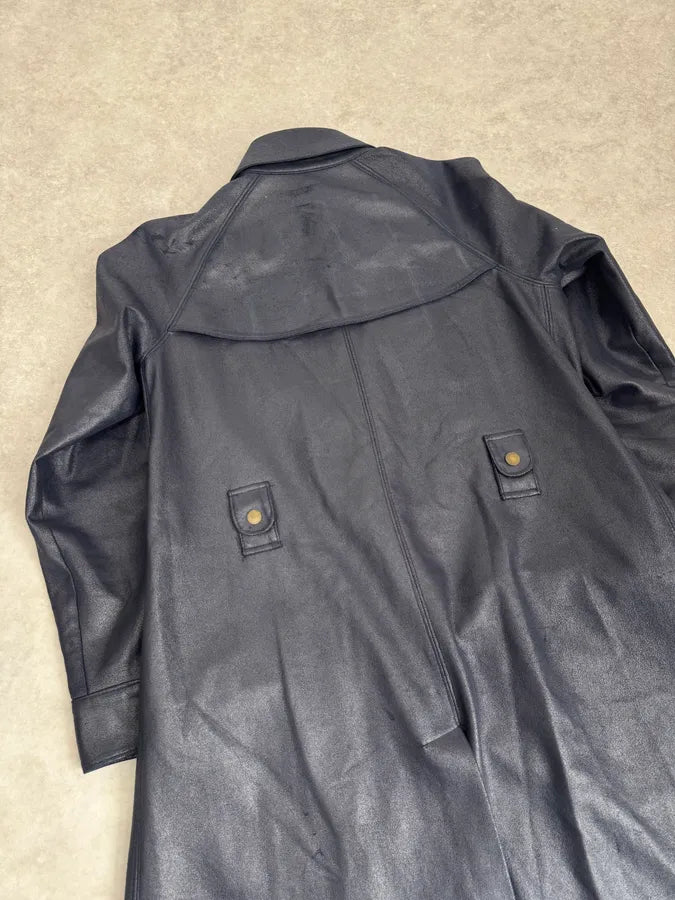 Balmain Navy Imperial Faux Leather Trench Coat SAztmvR 6