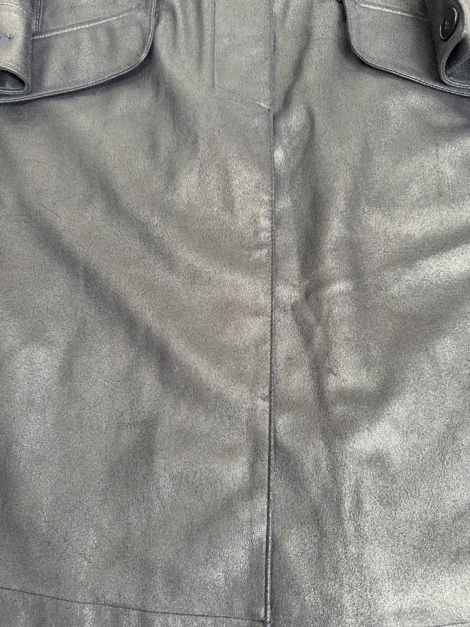 Balmain Navy Imperial Faux Leather Trench Coat SAztmvR 7