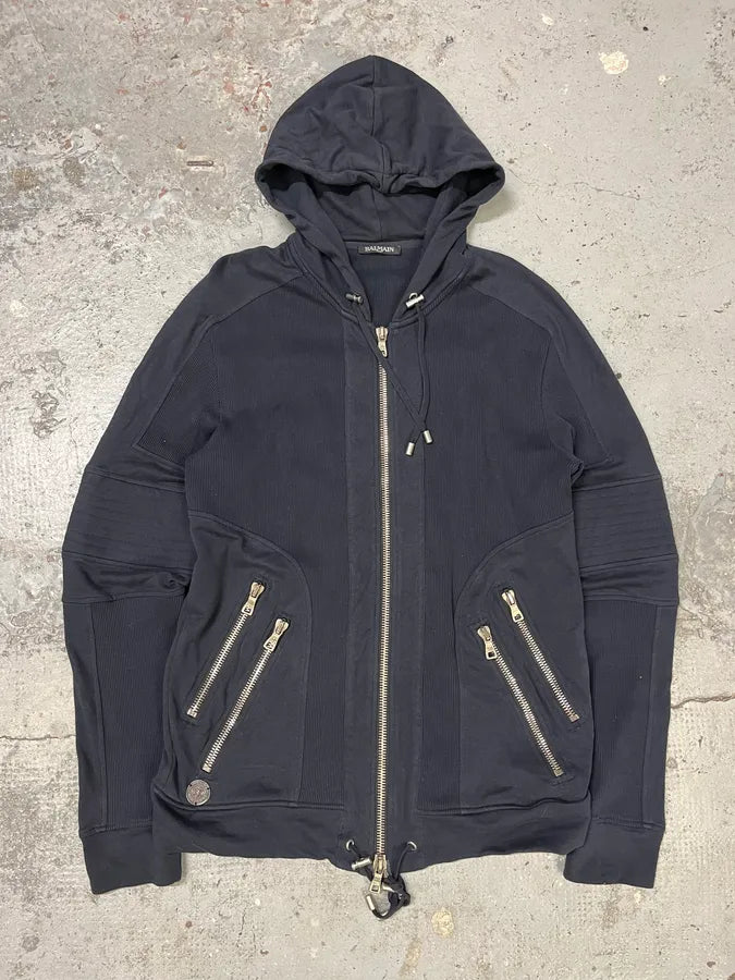2010s Balmain Navy Multi Zips Zip-up Hoodie iLXOsBu 0