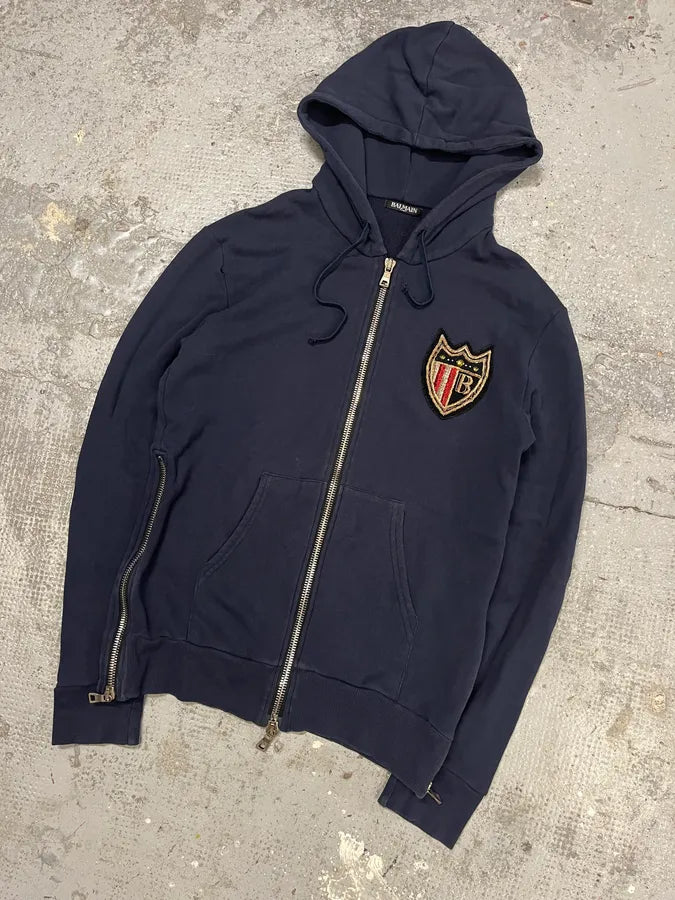 Balmain Navy Signature Icon Zip-up Sweatshirt (M/L) DVIPMuR 3