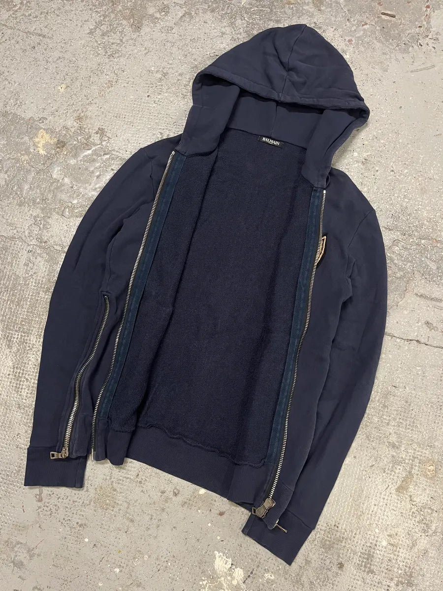 Balmain Navy Signature Icon Zip-up Sweatshirt (M/L) DVIPMuR 4