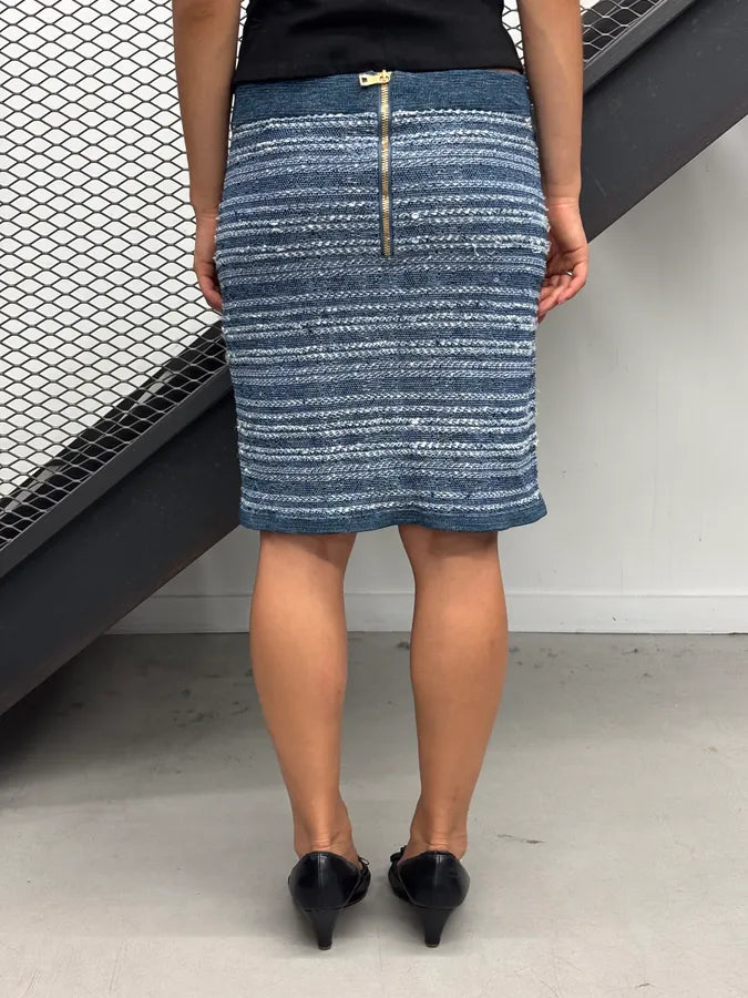 2010s Balmain Navy Tweed Lion Buttoned Skirt kJznilJ 2