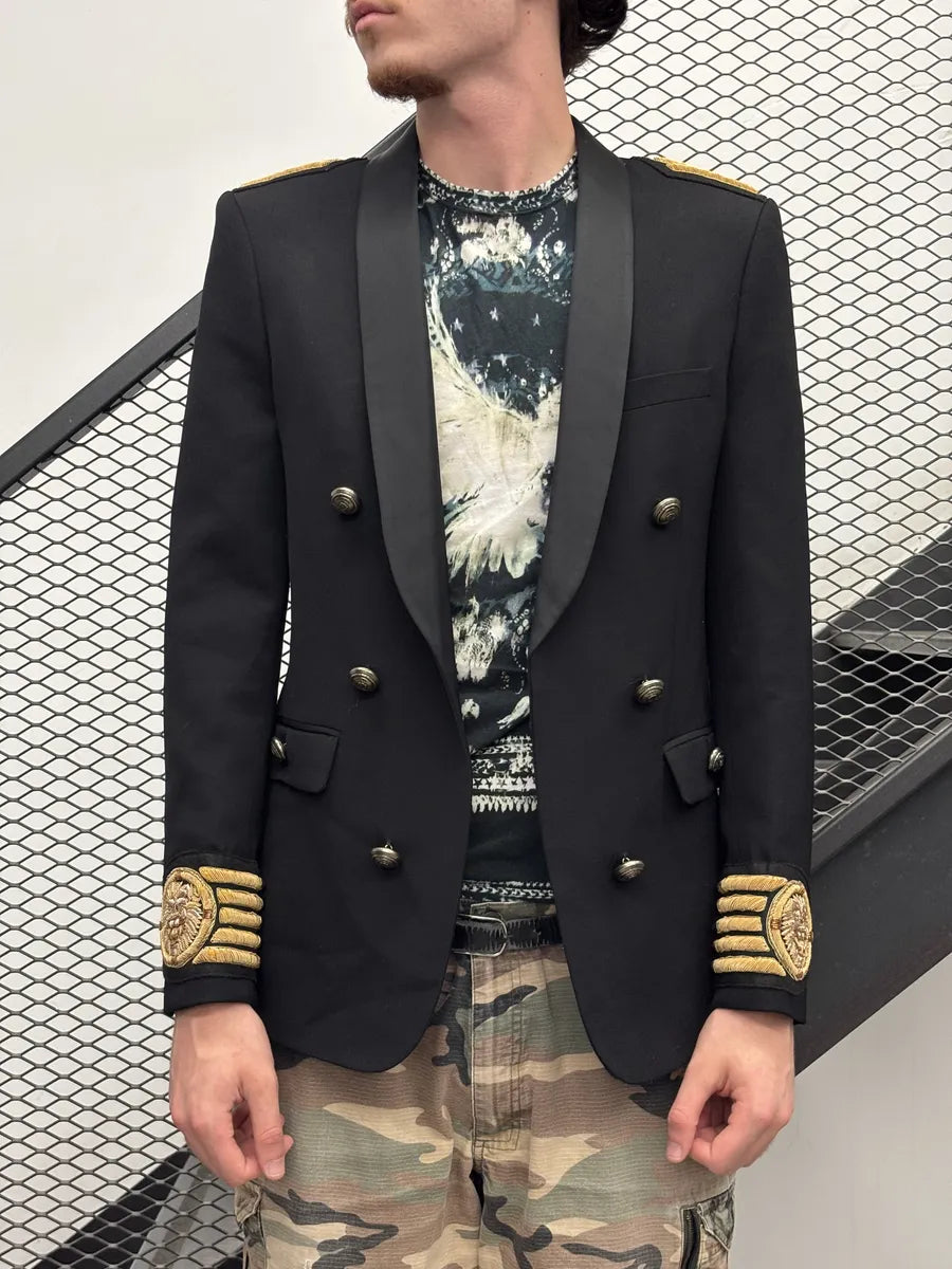 AW2015 Balmain H&M Wool Embroidered Officer Blazer Jacket IFPAaVh 1
