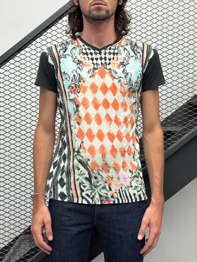 SS2013 Balmain Orange Baroque Optical Illusion T-Shirt  sftWfna 1