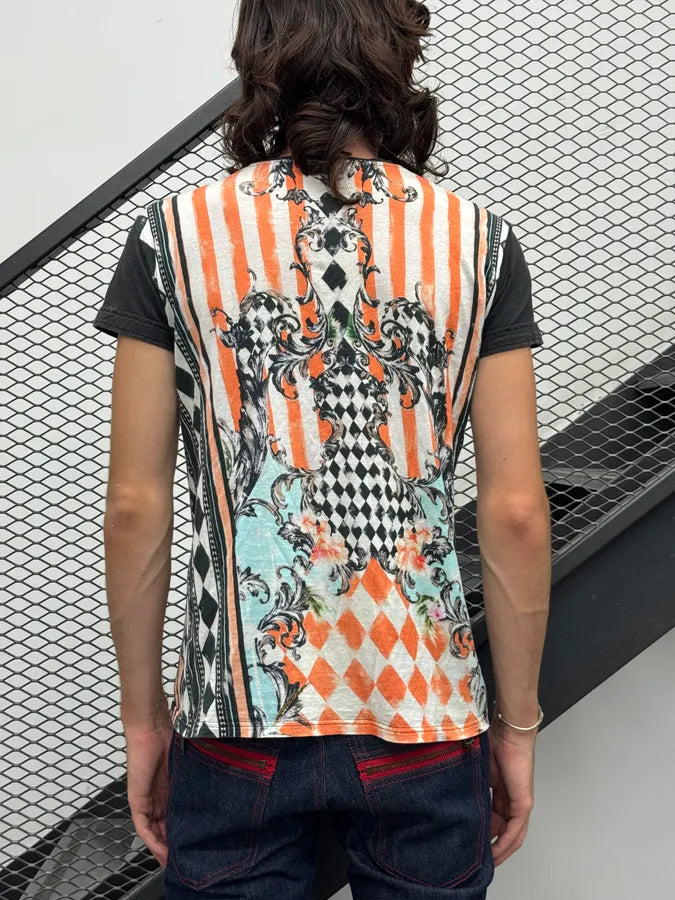 SS2013 Balmain Orange Baroque Optical Illusion T-Shirt  sftWfna 2