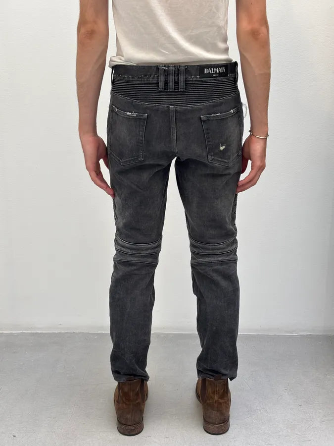 2010s Balmain Grey Japanese Distressed Biker Jeans  Cwfoork 3