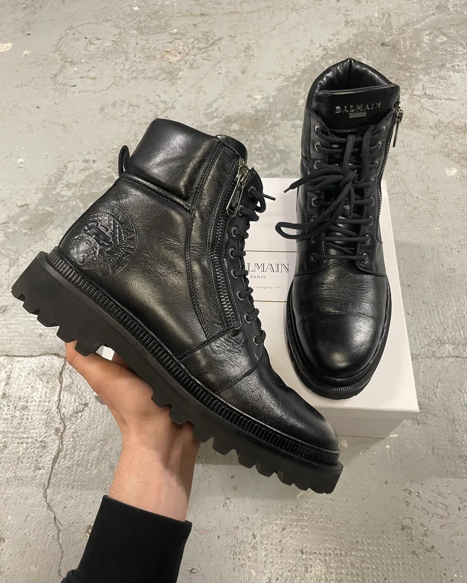 Balmain Premium Black Leather High Boots (45eu/us11) 0