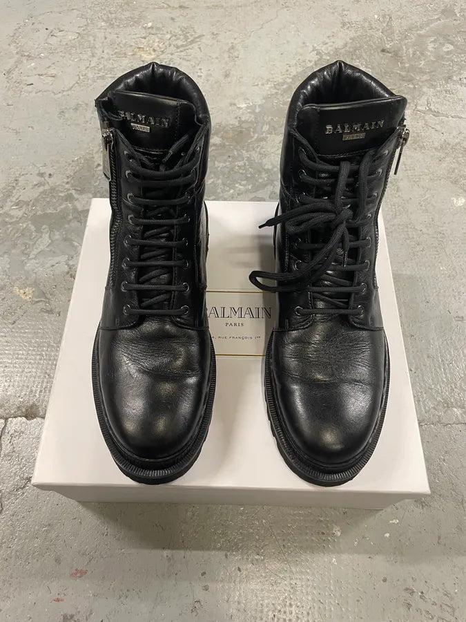 Balmain Premium Black Leather High Boots (45eu/us11) 1
