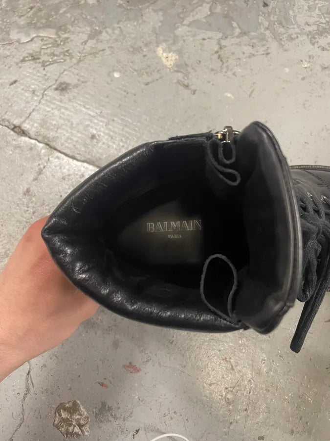 Balmain Premium Black Leather High Boots (45eu/us11) 13