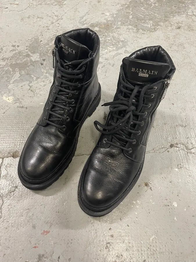 Balmain Premium Black Leather High Boots (45eu/us11) 2
