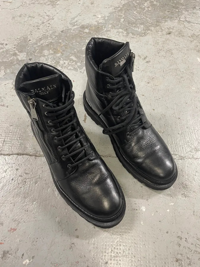 Balmain Premium Black Leather High Boots (45eu/us11) 3