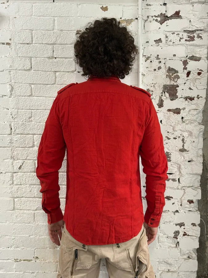 Balmain Red Corduroy Cargo Shirt oHOxnVQ 2