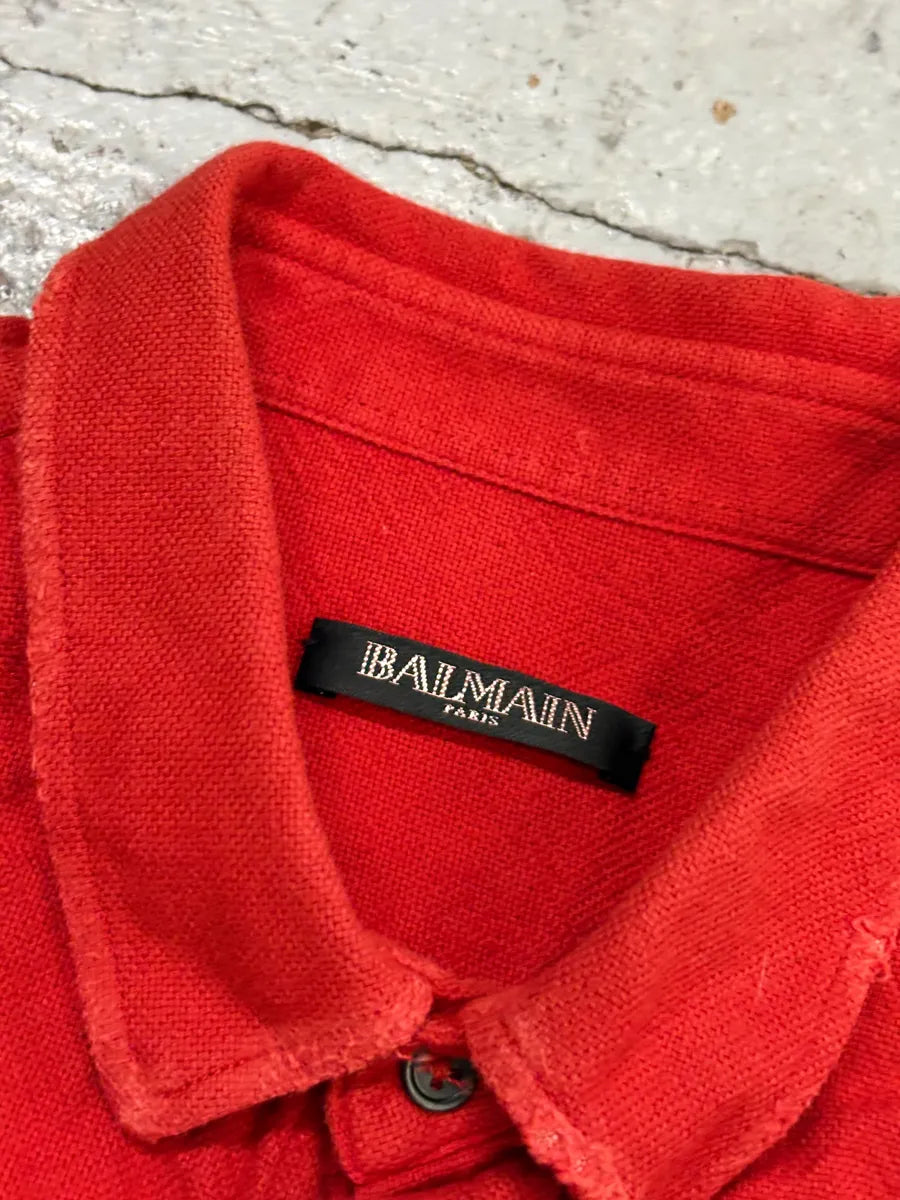 Balmain Red Corduroy Cargo Shirt oHOxnVQ 7
