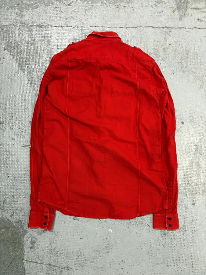 Balmain Red Corduroy Cargo Shirt oHOxnVQ 4