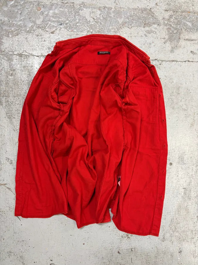 Balmain Red Corduroy Cargo Shirt oHOxnVQ 6