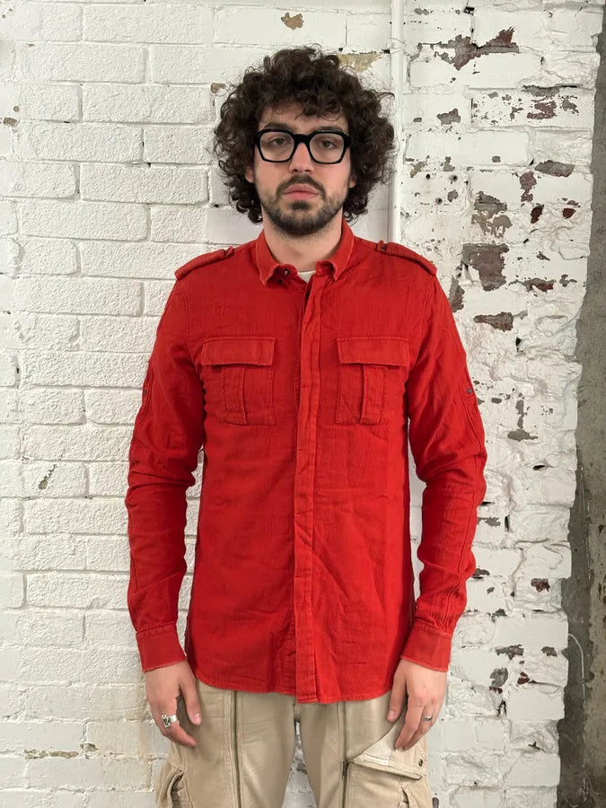Balmain Red Corduroy Cargo Shirt oHOxnVQ 1