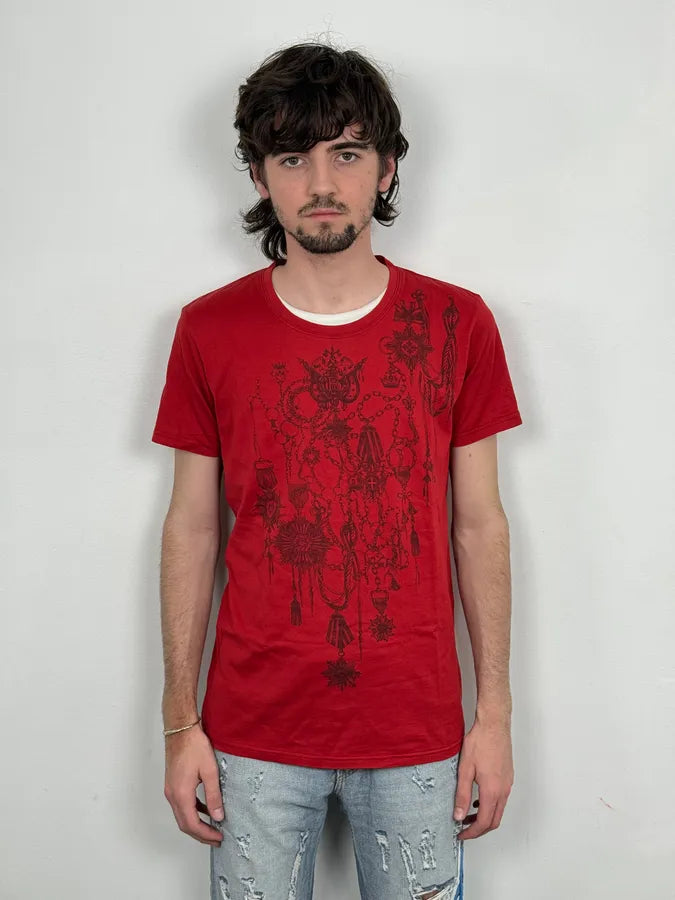 2010s Balmain Red Ornamental Charm T-Shirt  TkVbTNE 1