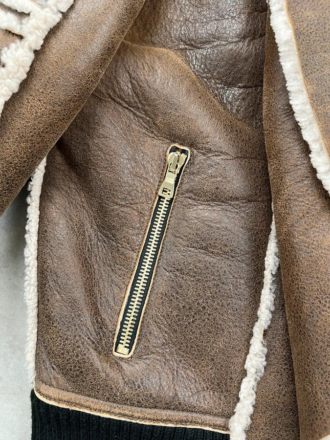 AW2017 Balmain Shearling Brown Leather Jacket rwnggbL 11