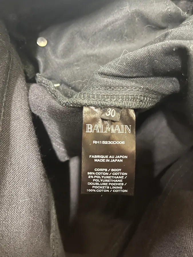 Balmain Waxed Black Slim Denim Jeans FWZfoyn 10