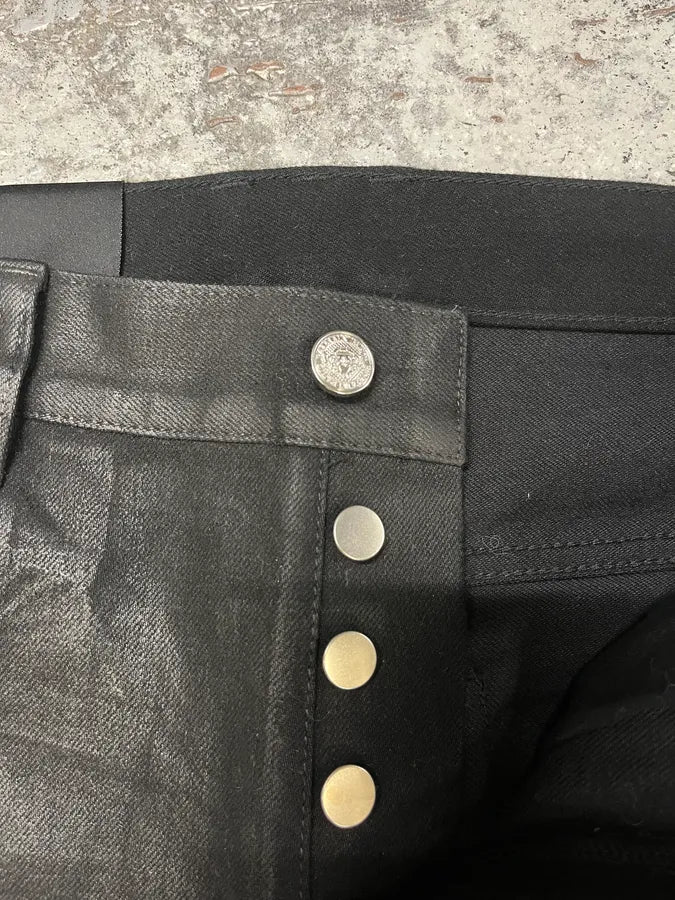 Balmain Waxed Black Slim Denim Jeans FWZfoyn 7