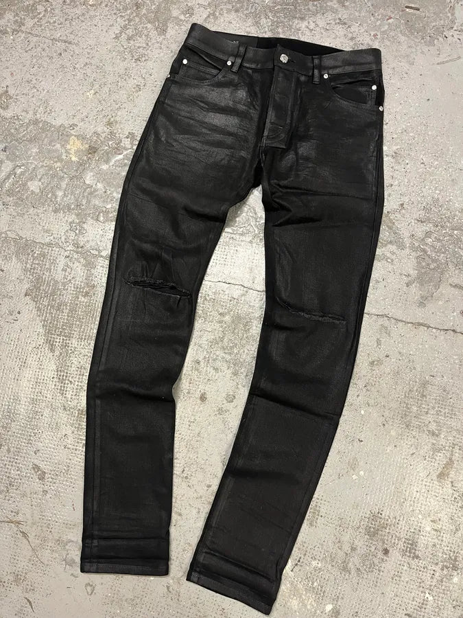 Balmain Waxed Black Slim Denim Jeans FWZfoyn 4