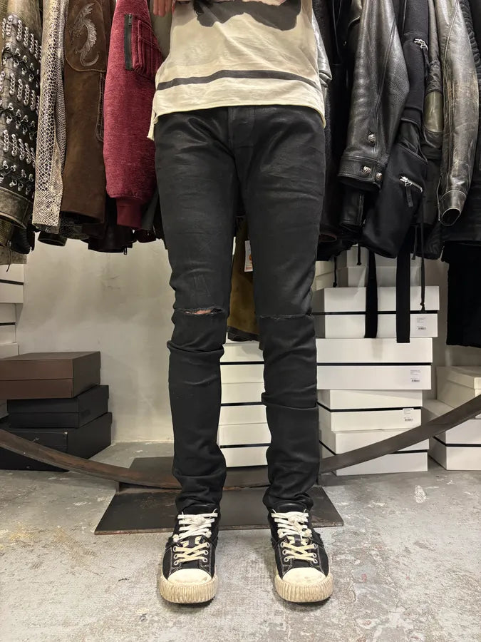 Balmain Waxed Black Slim Denim Jeans FWZfoyn 1