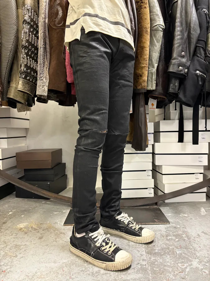 Balmain Waxed Black Slim Denim Jeans FWZfoyn 2