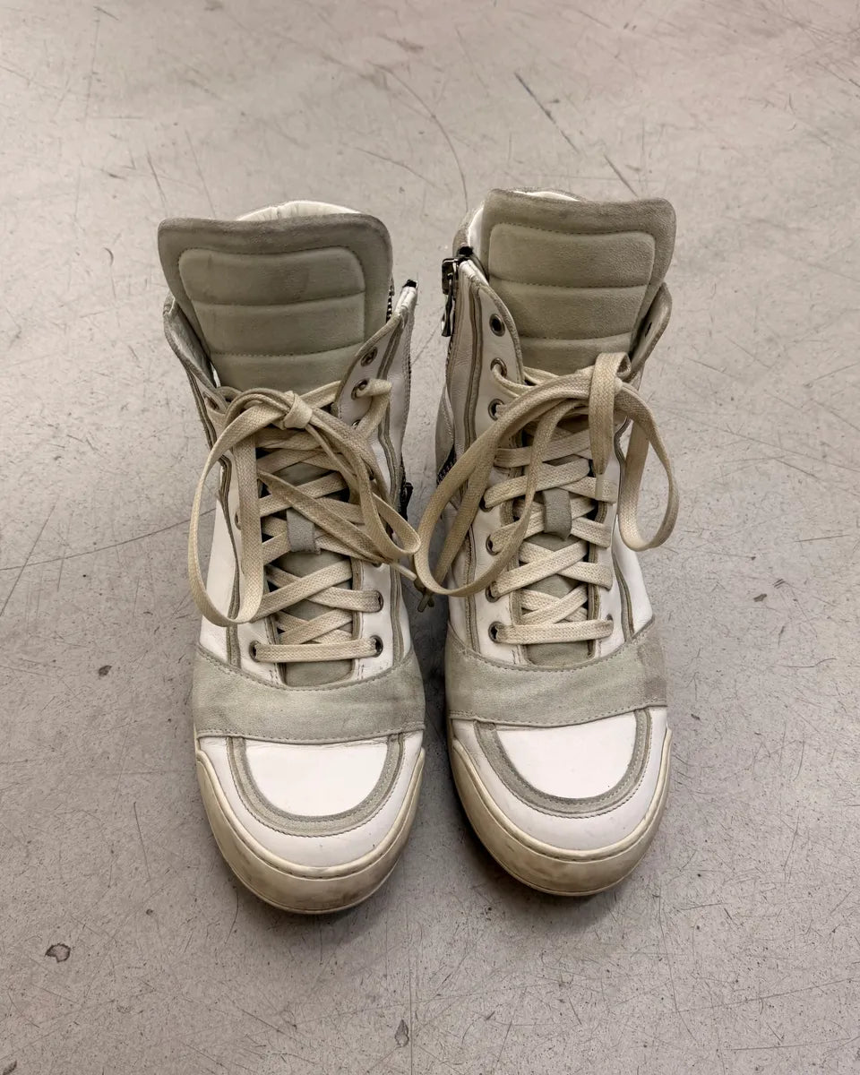 Balmain White & Grey Leather High Sneakers ZQUlxld 1