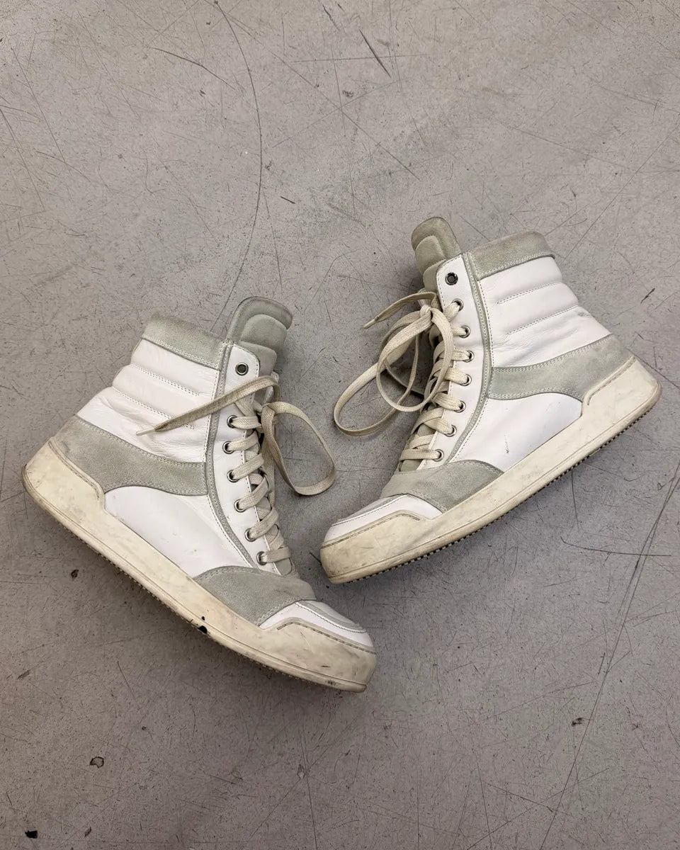 Balmain White & Grey Leather High Sneakers ZQUlxld 4
