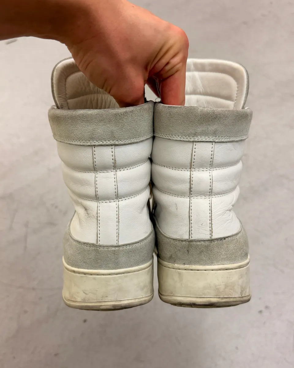 Balmain White & Grey Leather High Sneakers ZQUlxld 5