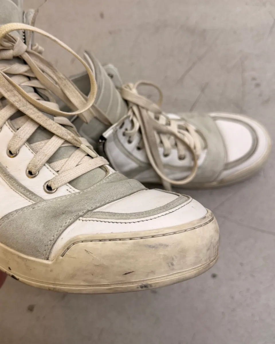 Balmain White & Grey Leather High Sneakers ZQUlxld 6