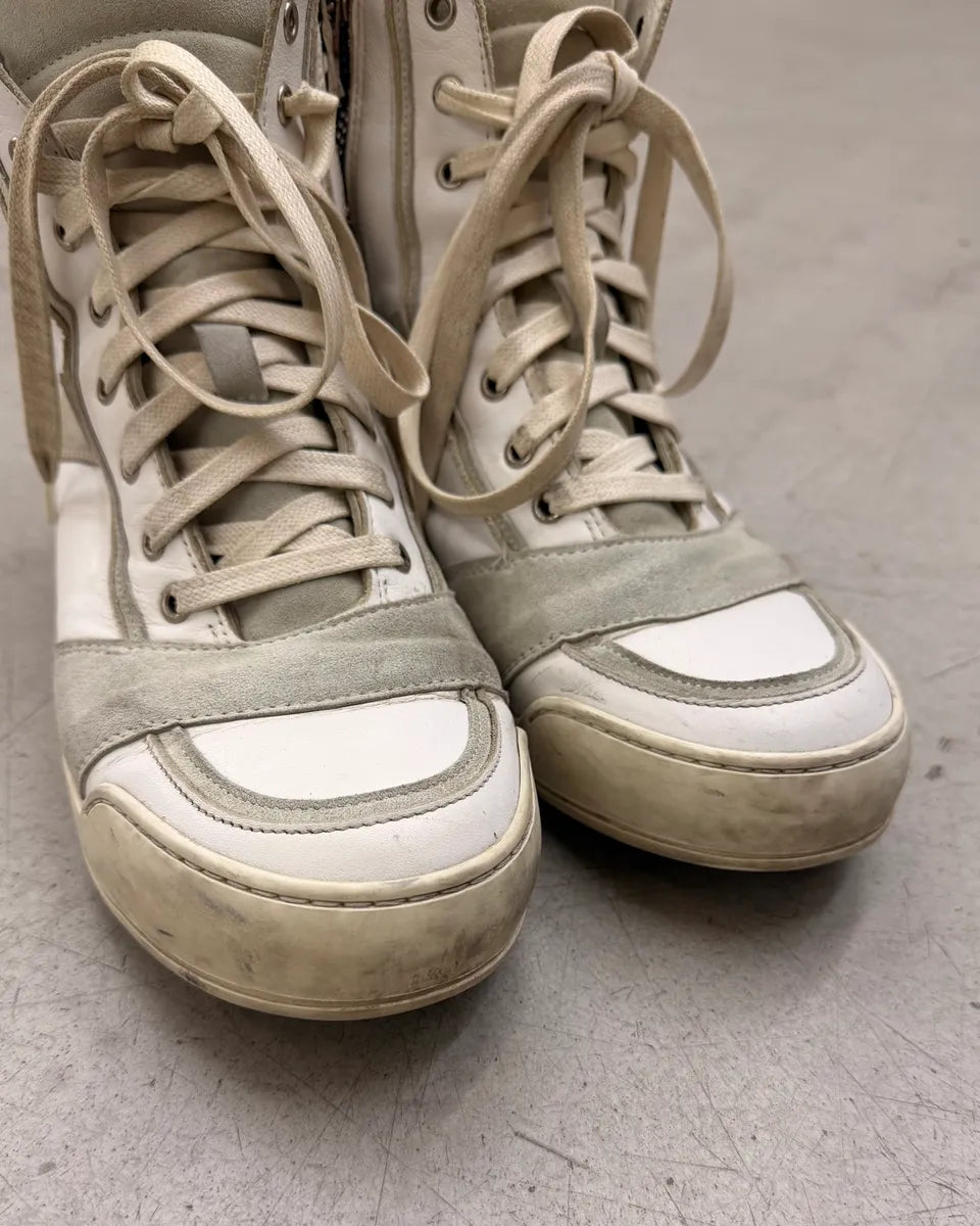 Balmain White & Grey Leather High Sneakers ZQUlxld 7