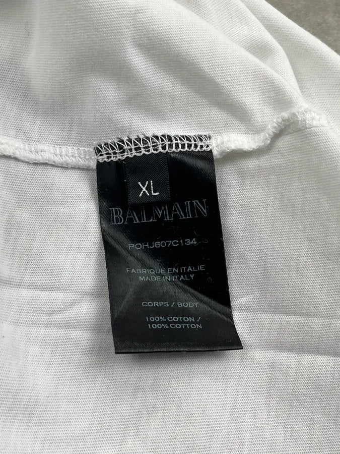 SS2019 Balmain White Distressed Collar T-Shirt Gzgrpax 8