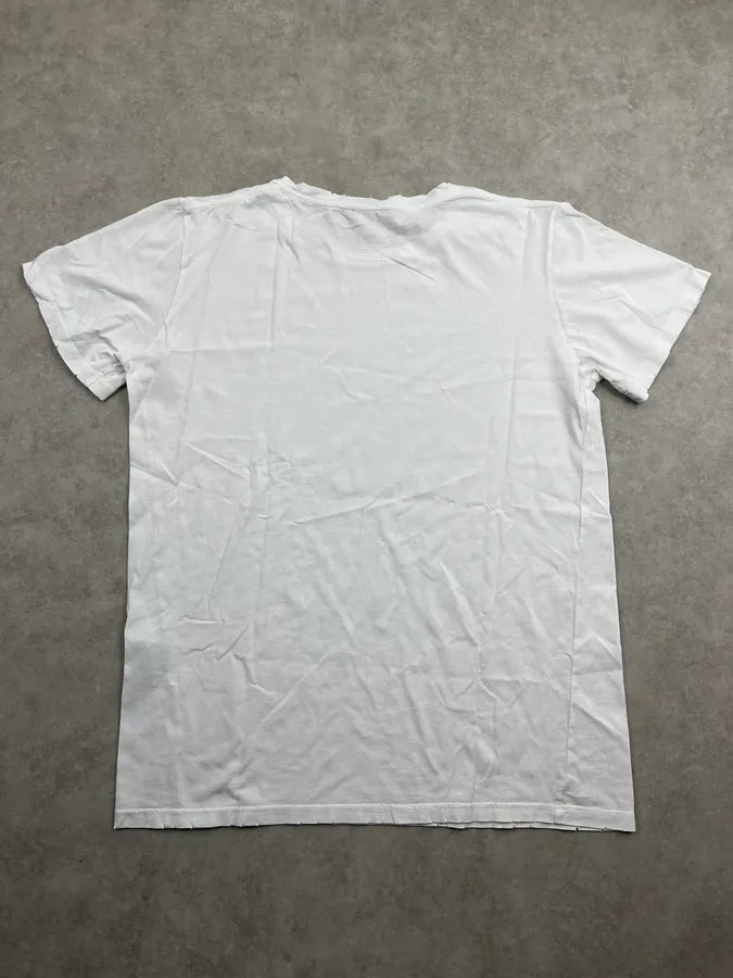 SS2019 Balmain White Distressed Collar T-Shirt Gzgrpax 5