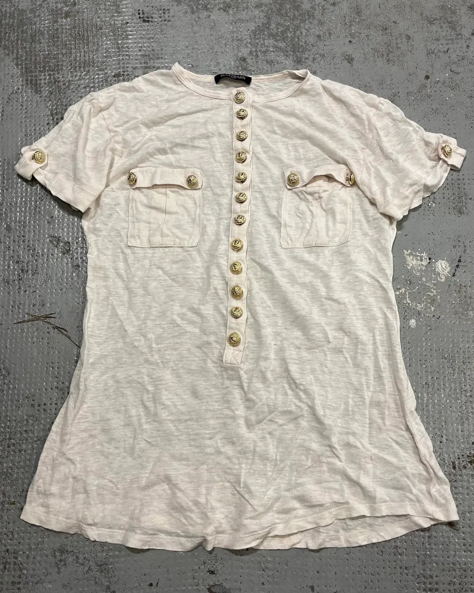 Balmain White Military Buttoned T-Shirt  nhrZuPr 3