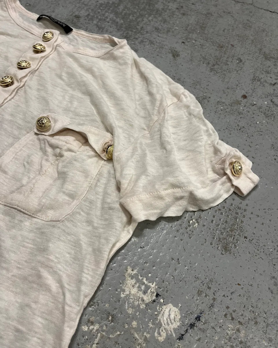 Balmain White Military Buttoned T-Shirt  nhrZuPr 5