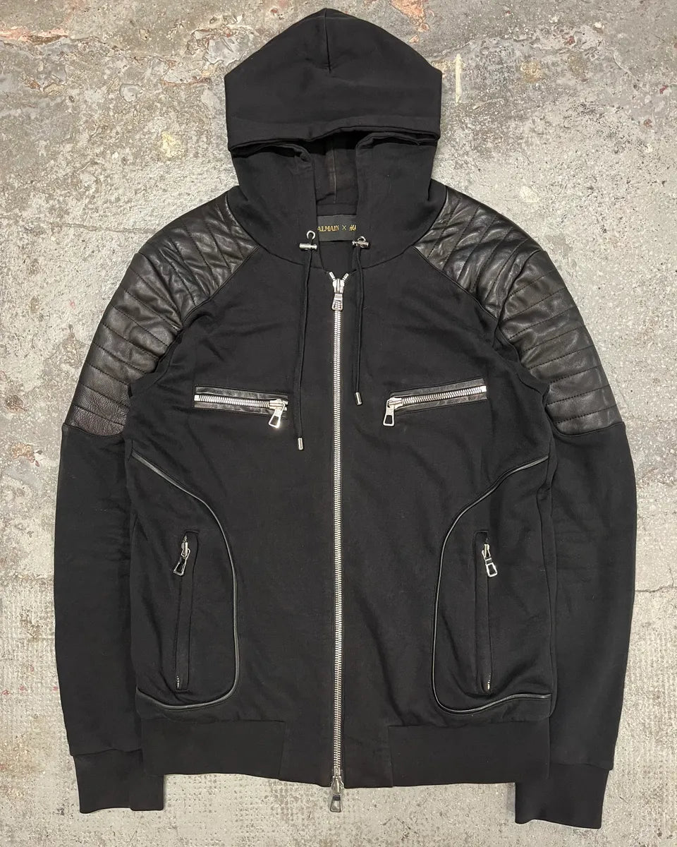 Balmain x H&M Black Padded Zip-Up Sweater (M) MwVUznm 0