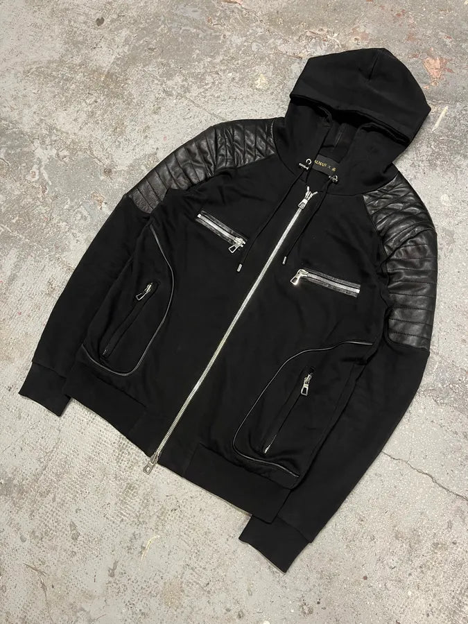 Balmain x H&M Black Padded Zip-Up Sweater (M) MwVUznm 3