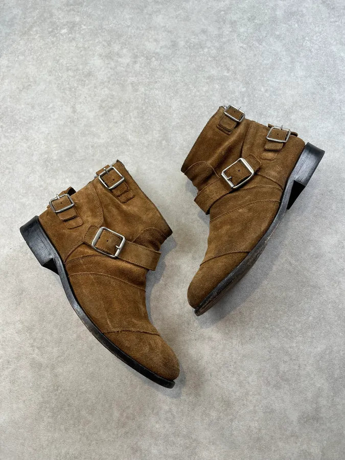 Balmain x H&M Camel Suede Buckle Strap Boots cnVeytV 1